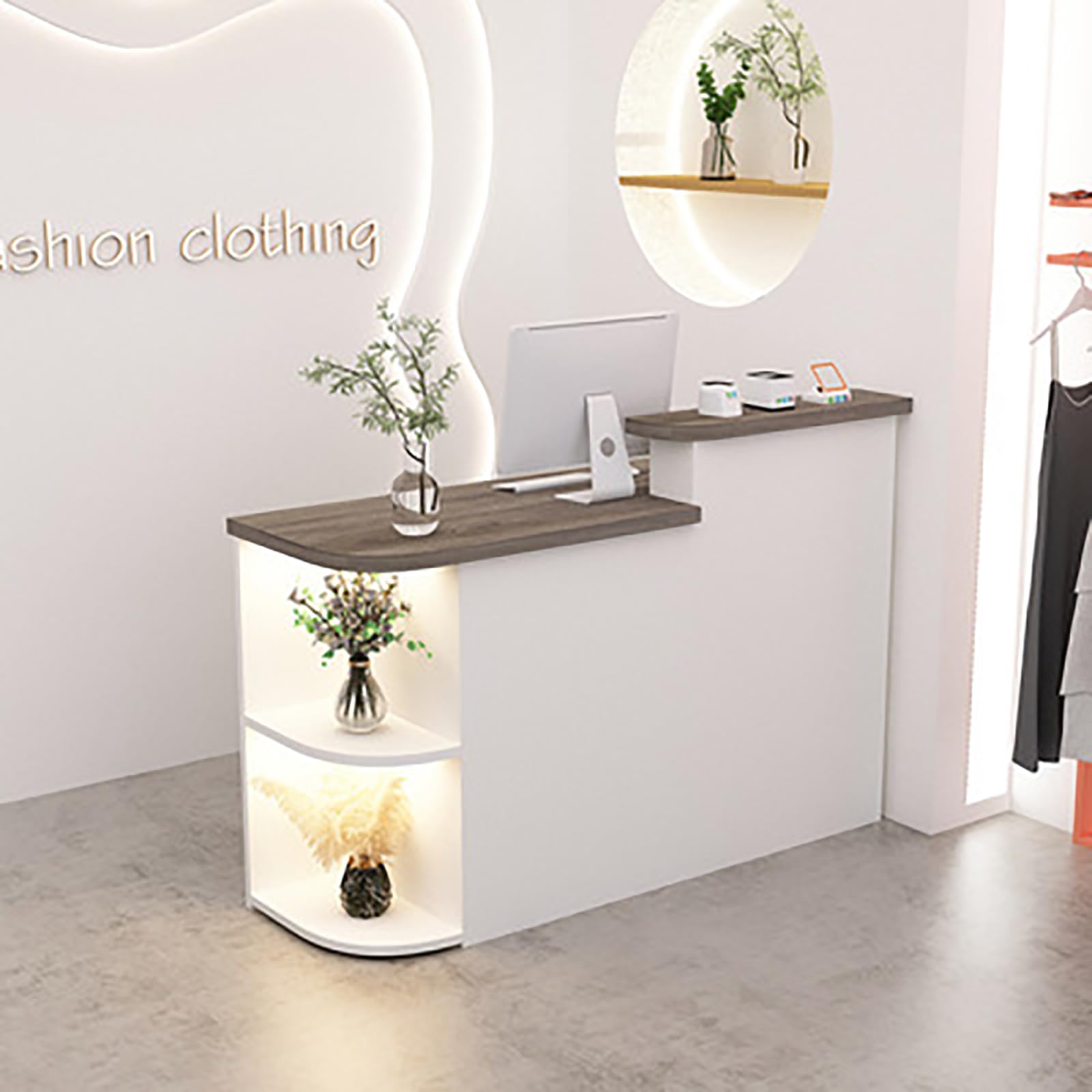 Amazon.co.jp: 受付台カウンターテーブルレジカウンター木製受付